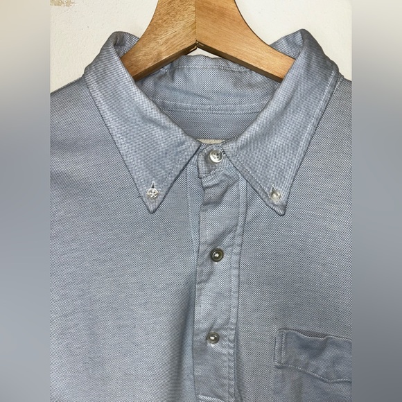Buck Mason Mens Short Sleeve Polo Shirt Size XL Light Blue Button Down Collar - Picture 3 of 8